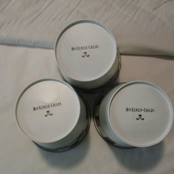 MacKenzie-Childs Set of 3  Courtly Check  Enamel Herb Pots Spectator Galvanized - Picture 6 of 6